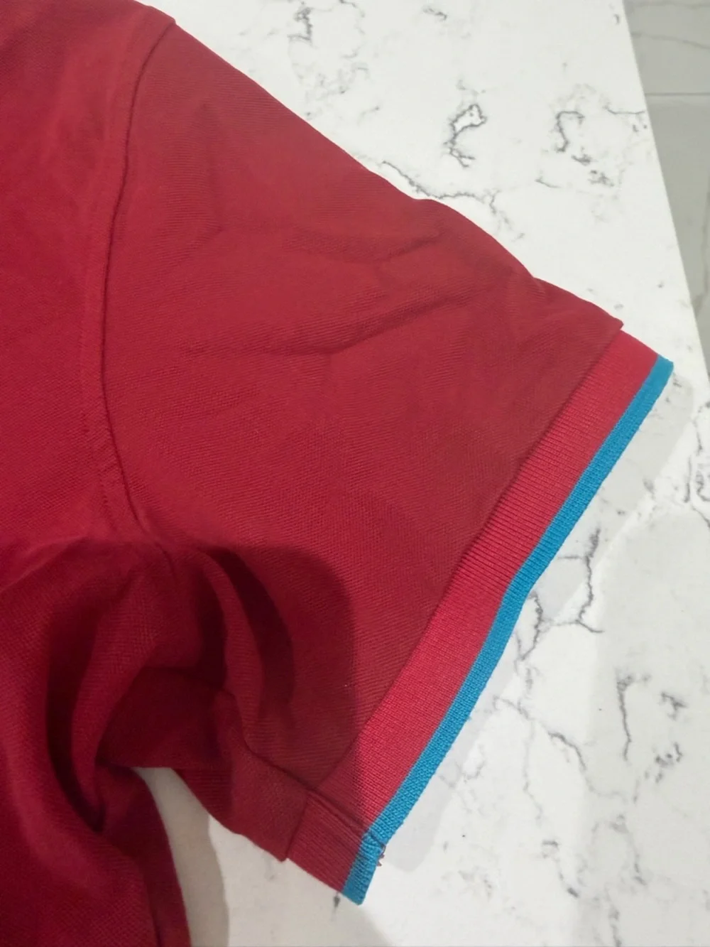 Psycho Bunny Red Polo with Blue Contrast Collar - Picture 3 of 5